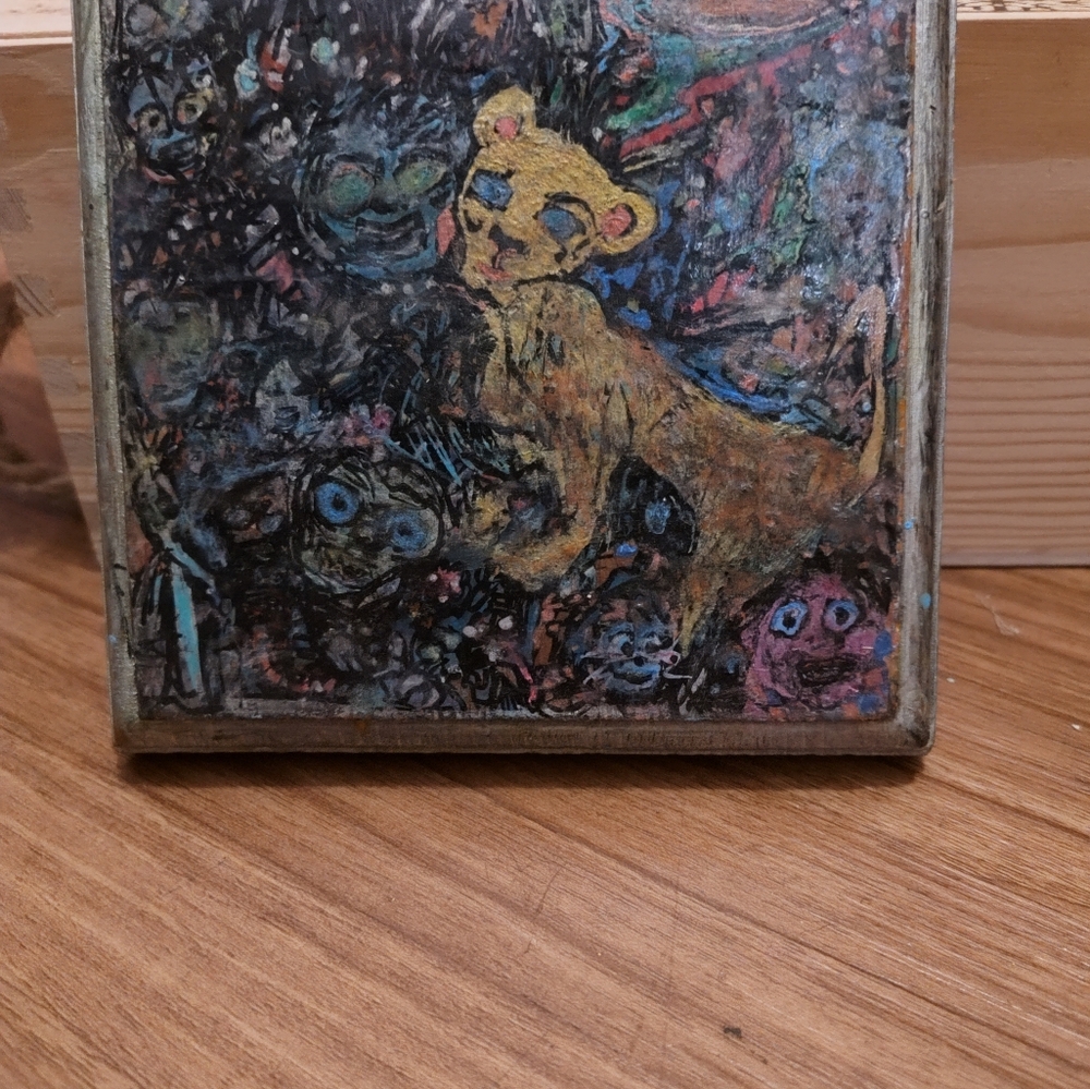Unusual abstract painting 6.5x6.5 original